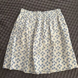 Madewell Blue and White Checkered Skater Skirt